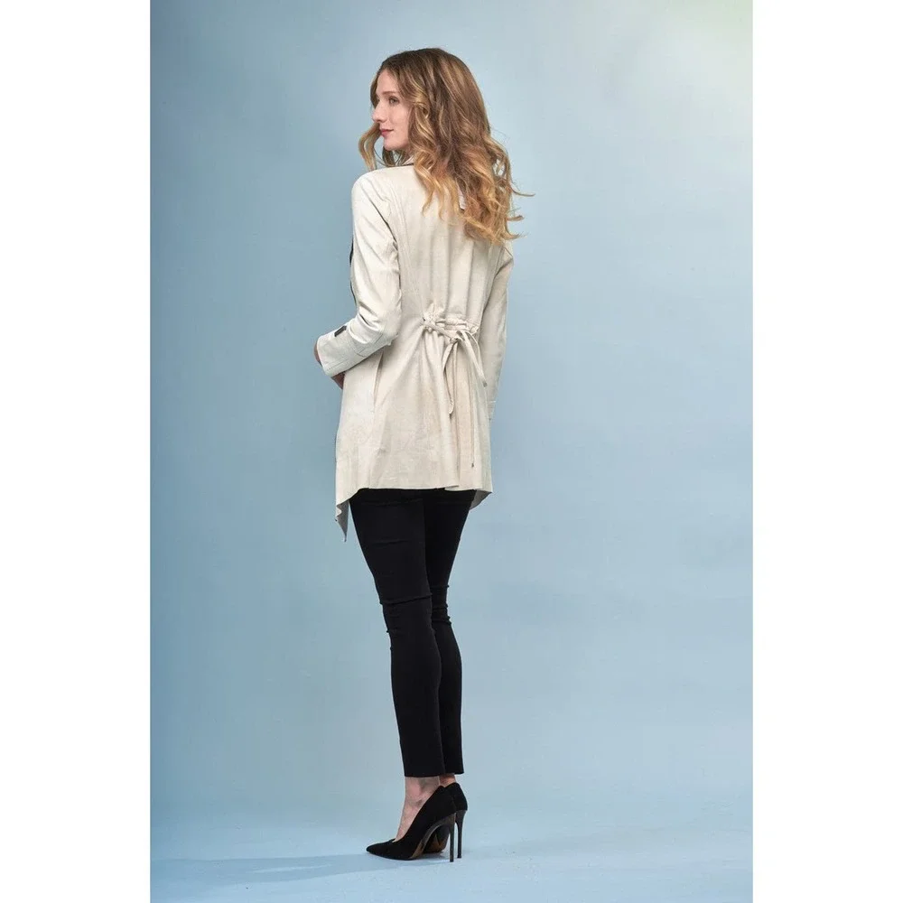 Insight New York Women's Long Solid Vegan Jacket Size 12 White Cloud NWT